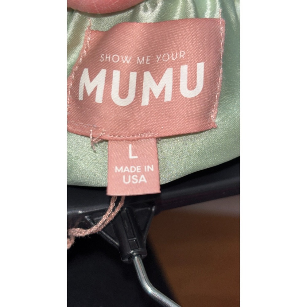 Show Me Your Mumu Tinsley Tube Dress Womens Large Pistachio Luxe Satin Side Zip - Picture 10 of 13